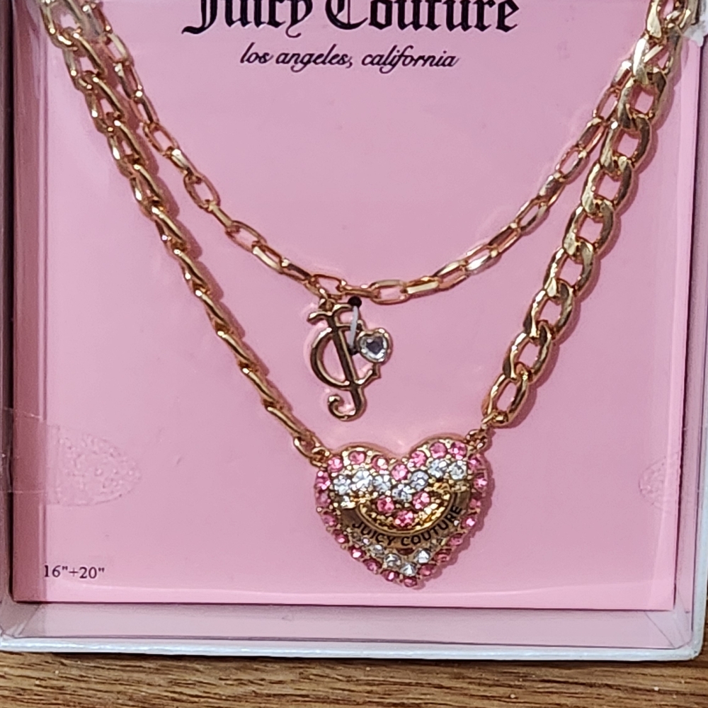 Juicy Couture Gold and Pink Heart Necklace